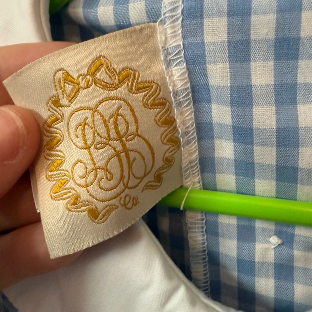 The Beaufort Bonnet Company Smocked Blue Gingham Kids Dress with White Collar - Picture 4 of 5